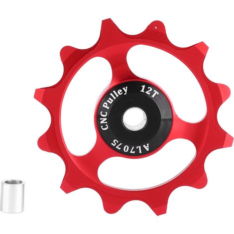 Poulie de dérailleur 12 dents pour VTT, roulement à billes, jeu de galets rouges pour vélo de montagne (1/5)