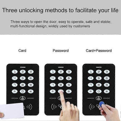 Système de contrôle d'accès RFID par mot de passe 25-26 A1, 1000 cartes, 11,5 x 7,3 x 2 cm, noir/argent (1/5)