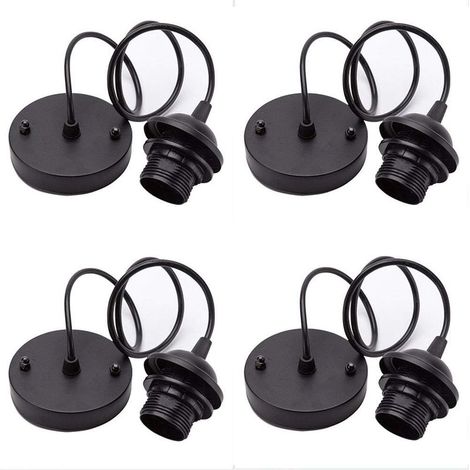4 pièces Kit de Lustre VintagePorte Lampe Edison Vintage Avec Câble de 100mm Pour Suspension Ampoule,E27 (Noir) (1/5)