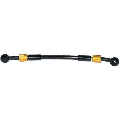 Durite de frein universelle 18 cm pour moto, renforcée hydrauliquement en acier inoxydable tressé, compatible quad, dirt bike, pit bike. Disponible en 4 couleurs, dont jaune. (1/5)