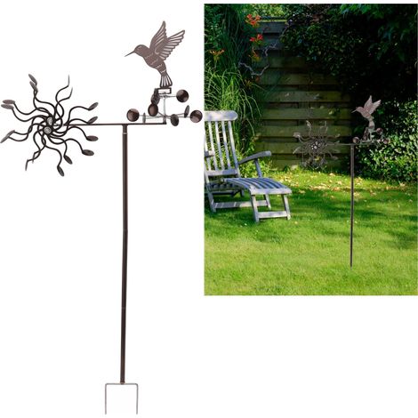 [Molino de viento] – Veleta con forma de colibrí, hecha de metal con adornos de hierro – Escultura de viento decorativa para jardín y terraza. (1/5)