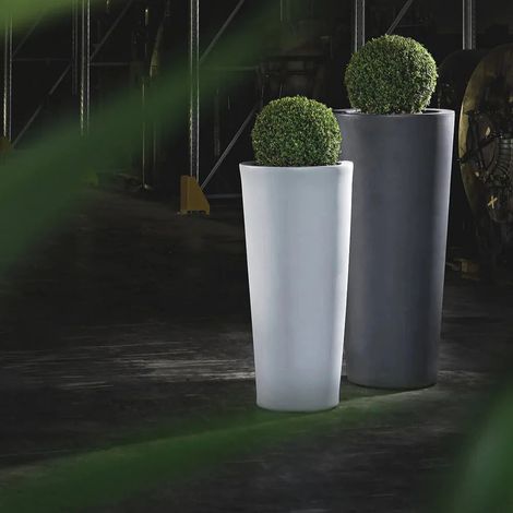 Vaso Cromia Stilo rotondo e alto tinta unita per esterno ed interno "Made in Italy" -Avorio / Ø 40 x h 90 cm