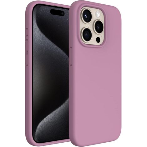 Handyhülle iPhone 15 Pro Silicone Microfaser Tuch Futter Flieder Lila (1/5)