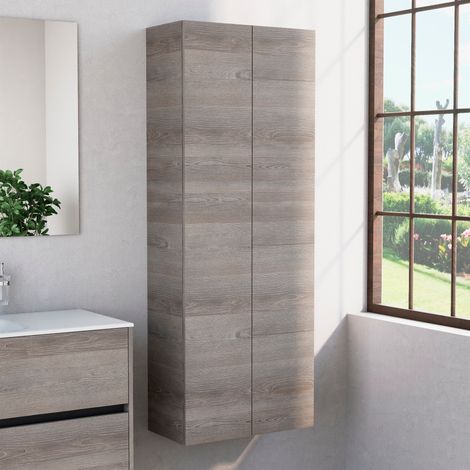 Inda - Colonna bagno con 2 ante e 4 ripiani 60x160 cm - Olmo fumè (1/3)