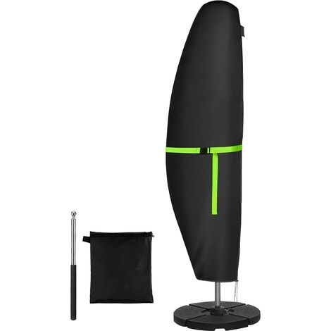 Schutzhülle aus 420D Oxford-Gewebe für Ampelschirme (280 x 81 cm) mit seitlich versetzter Stange, Schwarz (1/5)