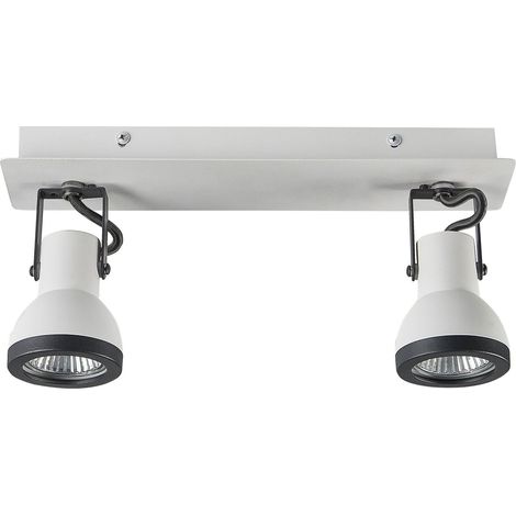 Plafoniera a 2 fuochi faretti metallo bianco e nero Baro