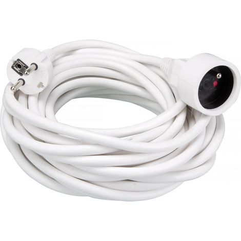 Perel Verlängerungskabel, H05VV-F 3G1.5, 10 m, 16 A/230 V, 3500 W, Typ E/F, für innen, PVC, weiß (1/5)
