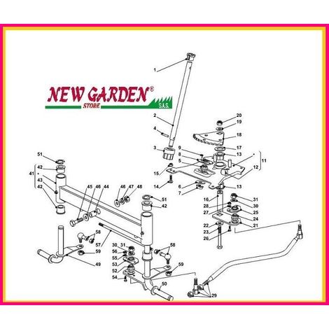 Esploso sterzo trattorino 92cm PLUS 13 5/92 CASTELGARDEN GGP STIGA MOUNTFIELD 29 asta comando sterzo 382000539/1