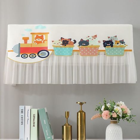 Housse de climatiseur d'intérieur murale, dentelle, housse de climatiseur de fenêtre décorative, housses d'unité de climatisation anti-poussière pour une utilisation en intérieur (chat) (1/5)