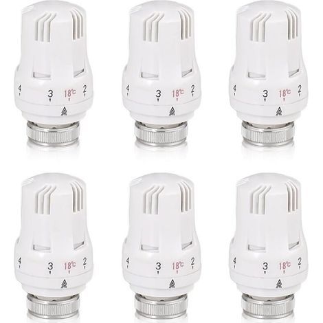 Tete Thermostatique Radiateur, 6 Pièces Tête de Vanne de Radiateur, Robinet Thermostatique Radiateur, M30 X 1,5 Tête de Thermostat, Tête de Radiateur pour Le Bureau et La Maison(A)-différentes quantit (1/4)