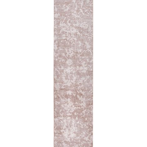 Alfombra de pasillo moderna 80 x 300 cm de tela entrada apto para calefacción por suelo radiante base antideslizante beige Tarsus