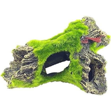 Aquarium Tronc d'arbre DéCoration, RéSine pour DéCoration Fish Tank, pour Cacher Les Crevettes et Les Poissons Paysage Roche Cacher Arbre de Grotte Aquarium DéCoration（B）