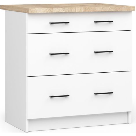 Mobile cucina modulare con piano di lavoro AKORD OLIWIA Bianco 80 cm 3 cassetti 80x46x85 cm (1/5)