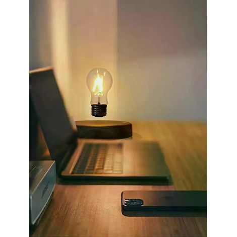 ZMLEVELampe à ampoule lévitante magnétique, lampe de bureau LED flottante, veilleuse sans fil à rotation automatique à 360°, prise UE, blanche (1/5)