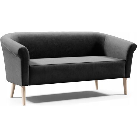 Sofello Skandinavisches Sofa 3 Sitzer --LILIE-- Dunkelgrau Sitzbank Velour Lieferung 7 Tage - hohe Beine aus Holz in Schwarz WeiSS Buche (1/5)