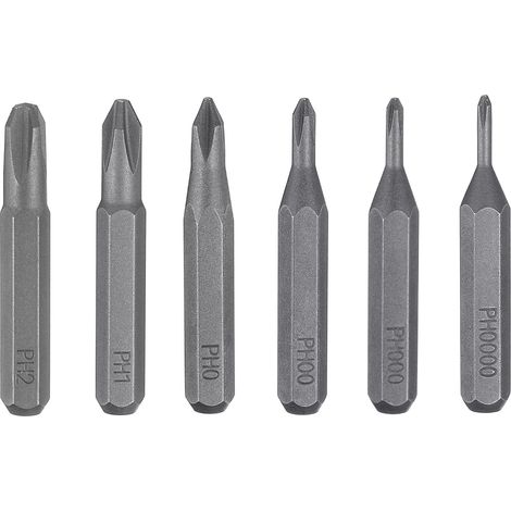 6pcs PH00000-PH2 Embout de Tournevis Cruciforme Ensemble Acier S2 (1/5)