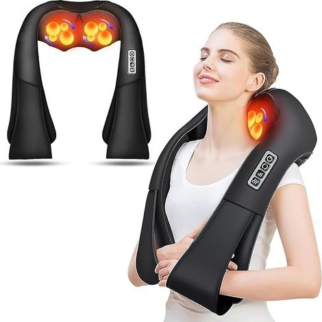 Masseur Cervical, Massage Dos et Cou Épaules avec Chauffage,Appareil de Massager Shiatsu Électrique ur Massage Nuque Cervicales Epaule