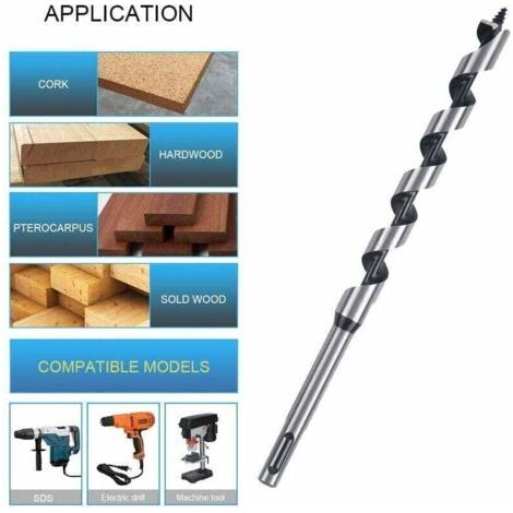 Forets à Bois Set , Mèche à Bois Hélicoïdal , 7 PCS SDS-Plus Forets à Bois Set en Acier Au Carbone Spiral Trou Cutter Outil à Bois Kit