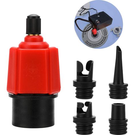 Aufblasbarer Luftadapter-Pumpenkonverter, 4 konventionelle Standard-Luftventilaufsätze für Schlauchboote, Stand-Up-Paddle-Boards, aufblasbare Betten usw. (1/5)