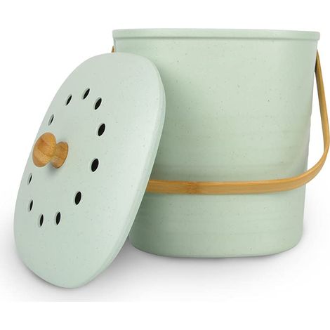 Seau à Compost 3,5L Vert Poubelle Cuisine pour Tri Sélectif et Déchets Organiques Composteur de Cuisine Compact Idéal sous Évier Facile à Nettoyer (1/5)