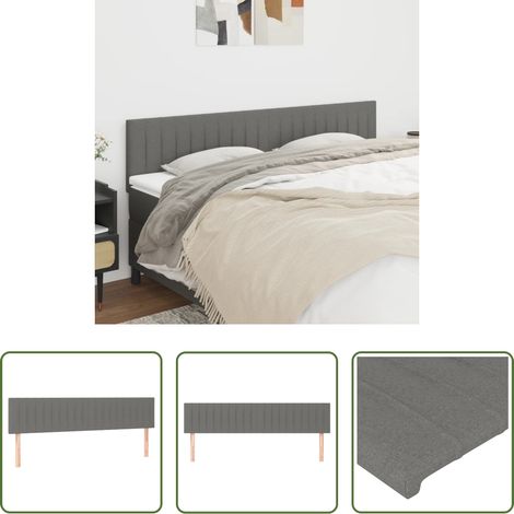 vidaXL Tête de lit en bois - Têtes de lit Gris foncé 180x5x78/88 cm Tissu (1/5)