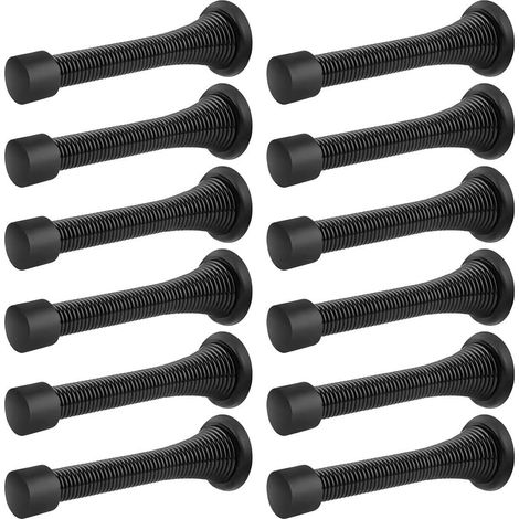 Set of 12 flexible spring-loaded door stops with black rubber tips (1/5)