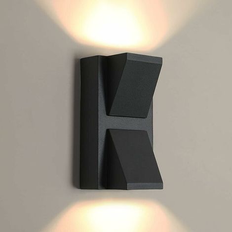 Outdoor/Indoor Wall Light, 6W Black Modern Outdoor Lamp, 3000K Warm White Outdoor Lighting, IP65 Waterproof Aluminum Outdoor Lighting, MUMU Wall Lamp (1/4)