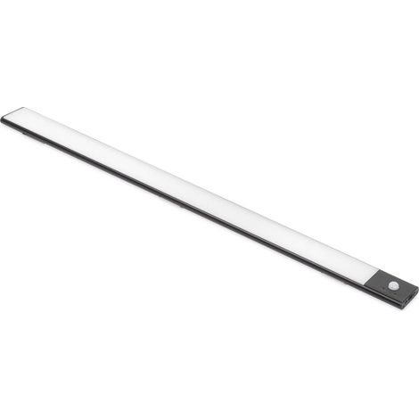 Emuca USB wiederaufladbare LED-Wandleuchte Kaus Black mit Bewegungssensor,, L400mm, Kunststoff und Aluminium, Schwarzer Metallic-Lack (1/5)