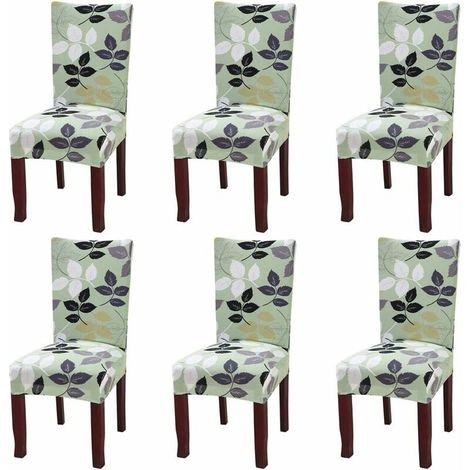 Set of 6 universal stretch chair covers for dining chair green (1/5)
