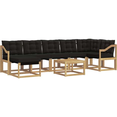 Outdoor Sofa Set 8 pcs White and Black vidaXL