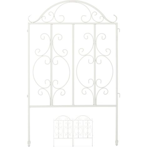 Lot de 3 clôtures de jardin en acier pour plantes grimpantes 98 x 190,5 x 2,5 cm design élégant en acier blanc (1/5)