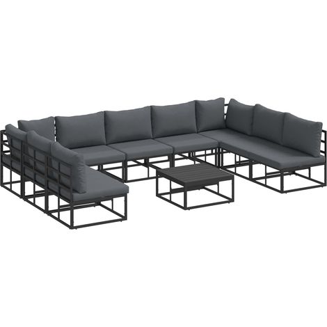 Maison Exclusive - Set Divano da Giardino con cuscino 10 pcs Nero Alluminio