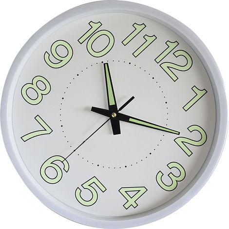 Runde, minimalistische Wanduhr mit Quarzwerk und weißer Beleuchtung, 30 cm (12 Zoll), ideal zur Dekoration des Schlaf- oder Wohnzimmers. (1/5)