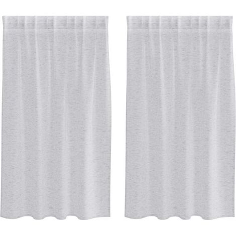 Voilages, ensemble deux pièces, gris clair, 140 x 140 cm, polyester. (1/5)