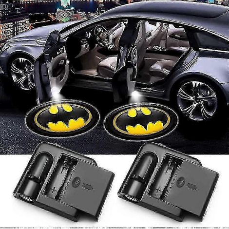 Projecteurs lumineux sans fil à LED avec logo Batman pour portières de voiture (2 pièces) - Compatibles avec tous les modèles de véhicules (25-26 pouces). (1/5)