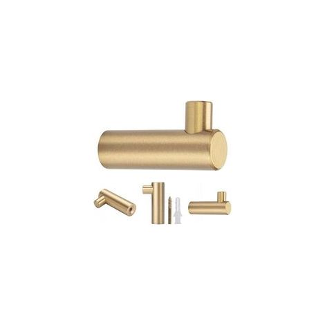 Set mit 4 Wandhaken aus gebürstetem Messing, 38 mm x 12 mm, goldene Handtuch- und Kleiderhaken für Badezimmer, Garderobe, Handtuchhalter (L-förmig)