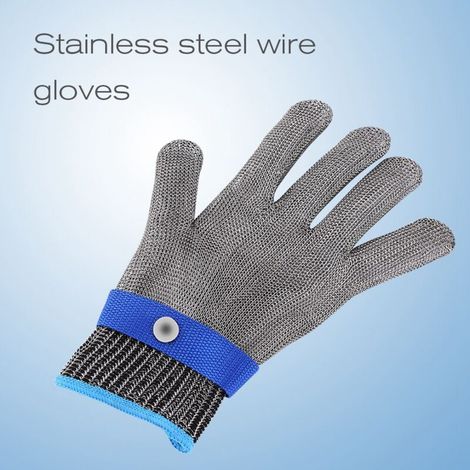Cut-resistant glove, 316L stainless steel. Cut-resistant safety glove for hunting, fishing, butchering, durable cotton, high performance, level 5 (L) protection. (1/5)