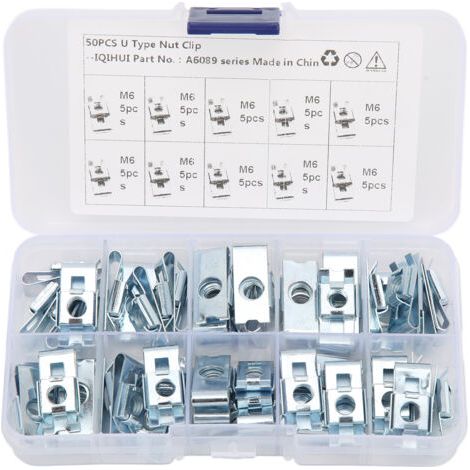 BUNTHAUS Lot de 50 clips de fixation en U pour automobile, écrous métalliques antirouille, pièces de rechange rapides pour panneaux de carrosserie M6 (1/5)