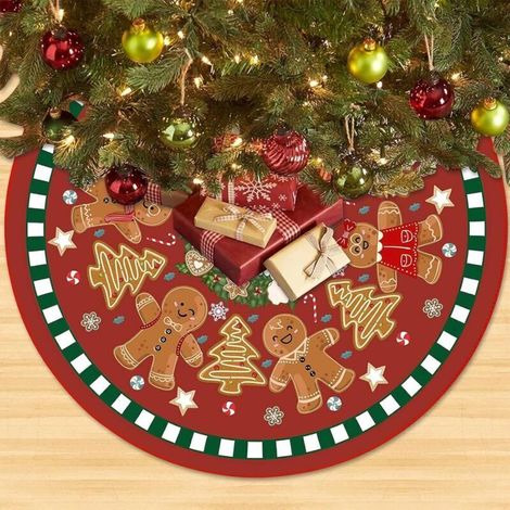 Bonhommes en Pain D'épice Jupe de Sapin de Noël, Bonhomme de Neige Jupe de Sapin, 90cm Rond Couvre Tapis Sapin deNoel, Exquis JupeSapindeNoel, Tapis de Sapin de Noel Décoration de Scène (1/5)