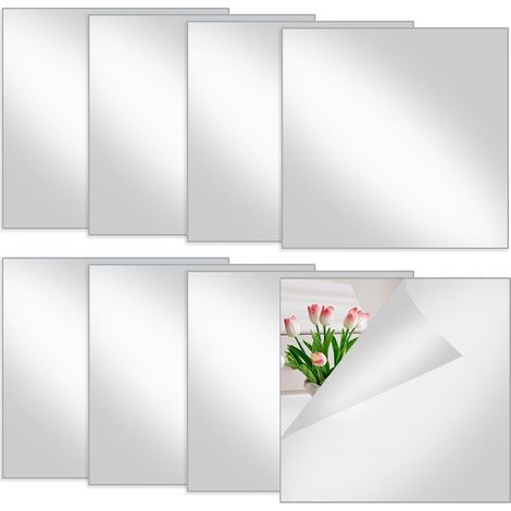 8 Pièces Miroir Autocollant, 20×20cm Miroirs Adhesifs Muraux, Carrés (1/5)