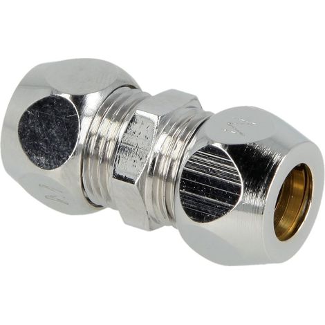 Raccord de serrage double, droit 8 x 8 mm, chromé