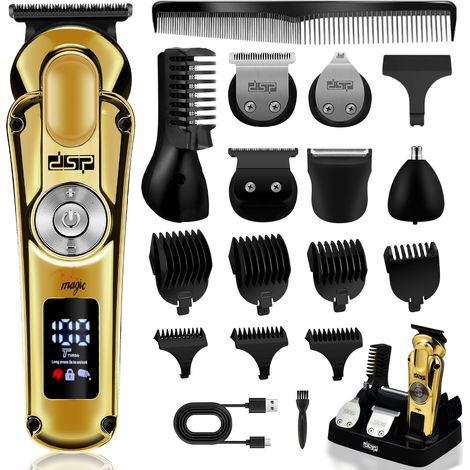 Tondeuse à cheveux multifonctionnelle 8 en 1 (Rechargeable par USB, couleur or) avec batterie rechargeable par USB (1/4)