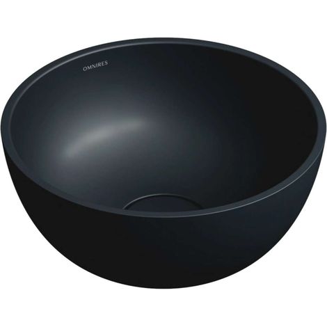 OMNIRES Shell M+ - Lavabo sobre encimera, diámetro 35 cm, sin rebosadero, sin orificio para grifo, negro mate SHELL350UNBLV (1/3)
