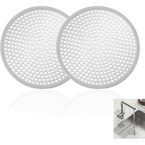 Lot de 2 récupérateurs de cheveux pour bonde de douche, couvercle de bonde en acier inoxydable avec bord en silicone, crépine anti-obstruction pour lavabo, baignoire, siphon de sol, S (1/5)