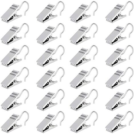 100 PCS Pinces à Rideaux en Métal 3.3 CM Crochets Anneaux à Pince Argent Clips de Rideaux Crochet en Acier Inoxydable pour Rideau de Douche Photo Carte (1/5)