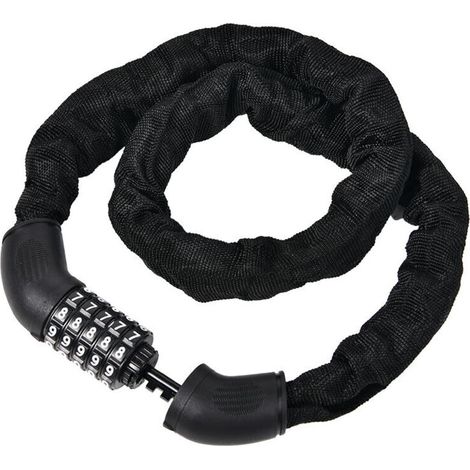 Chaîne Antivol Vélo à Code, Cadenas à Vélo Chaînes Antivol avec 5 Chiffres Mot de Passe pour vélo, Moto, Porte, 90 cm, Noir (1/5)
