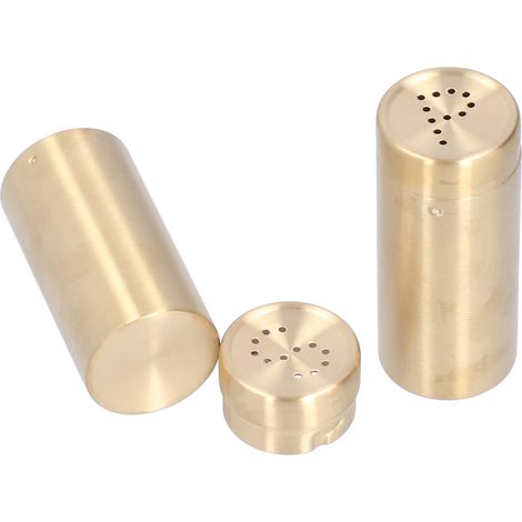 Pot à épices en acier inoxydable, lot de 2, salière et poivrière, ustensile de cuisine doré (1/5)