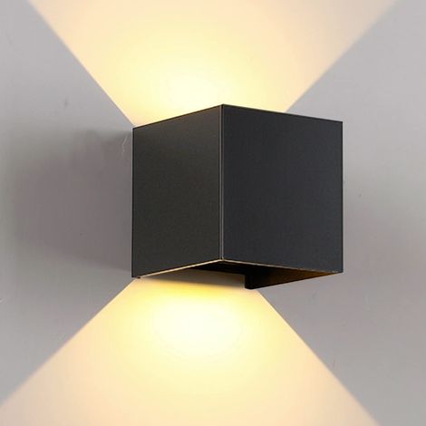 Applique Murale LED 12W Noir,Lampe Murale Intérieur Extérieur IP65 Orientable Haut/Bas,Éclairage Blanc Chaud 3000K,Pour Salon Chambre Couloir (1/5)