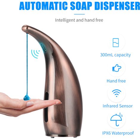 Automatischer, berührungsloser Seifenspender  300 ml Infrarot  ABS/PC  IPX6  Sichtfenster (1/5)