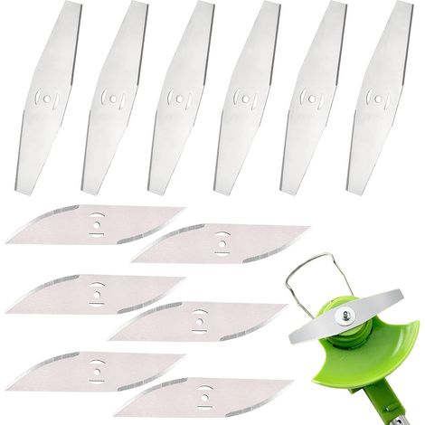Lot de 12 lames de coupe-bordures en métal - 6 x couteau diamant + 6 x couteau faucille, couteaux accessoires coupe-bordures, lames de rechange pour débroussailleuses en métal, lames de rechange pour (1/5)